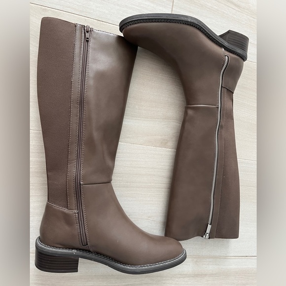 A New Day Women's Brown Round Toe Tall Mid Calf Boots Size 7.5 - Picture 6 of 10